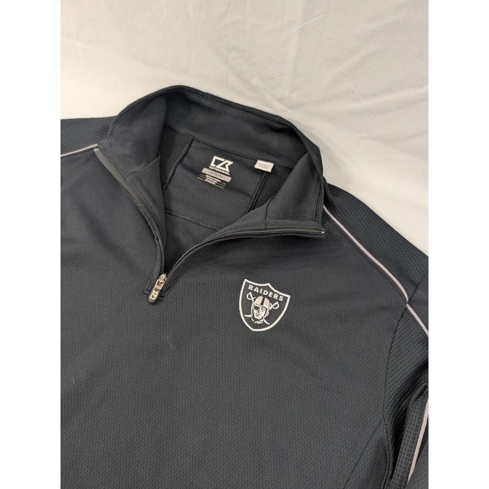 Cutter & Buck Mens XL Las‎ Vegas Raiders Black Performance Drytec Quarter Zip